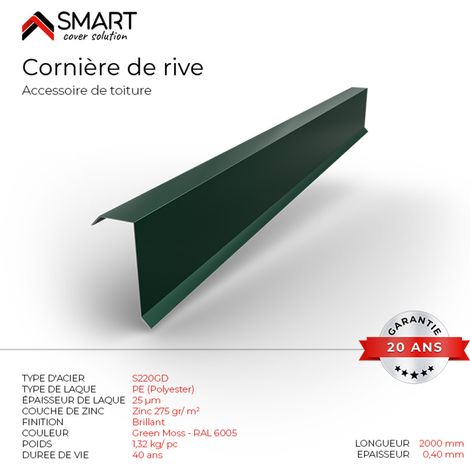 Bravo The Smart Solution – Cornière de rive bac acier toiture H12 vert mousse RAL 6005 L=2m – Accessoire pour couverture légère – Résistant aux intempéries (1/2)