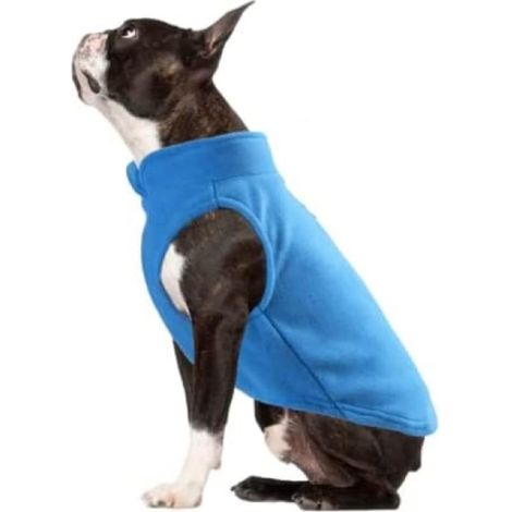 Gilet en polaire pour chien avec anneau pour laisse - Pull doux, chaud et léger pour chiens de petite et moyenne taille, chiots et chats - Veste confortable pour animaux (Bleu, Grande taille 3-4 kg) (1/5)