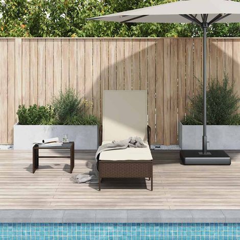 Sonnenliege Braun und Creme Weiß 55 x 200 x 92 cm Poly-Rattan