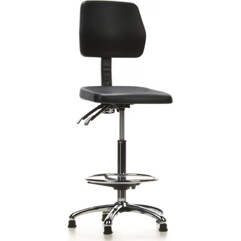 Hocker / Drehhocker / Arbeitsstuhl TOP WORK 11 Hartschaum schwarz Chrom hjh OFFICE