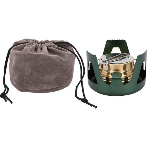 Réchaud à alcool portable mini pour camping, pique-nique et cuisine en plein air (Vert Pierre Bleue) (1/5)