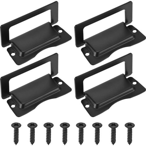 Poignée De Tirage Encastrée, Lot De 4 Poignées Invisibles À Montage En Applique Avec Vis Pour Porte De Meuble Boîte À Outils Contenu Mobilier Domestique Poignée À Ouverture, Noir (1/5)