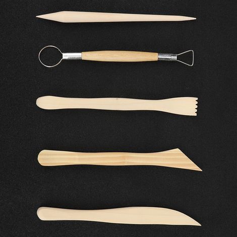 2 Ensembles Outils Sculpture Argue Bois Manche Bois Poterie Modelage Céramique Fournitures (1/5)