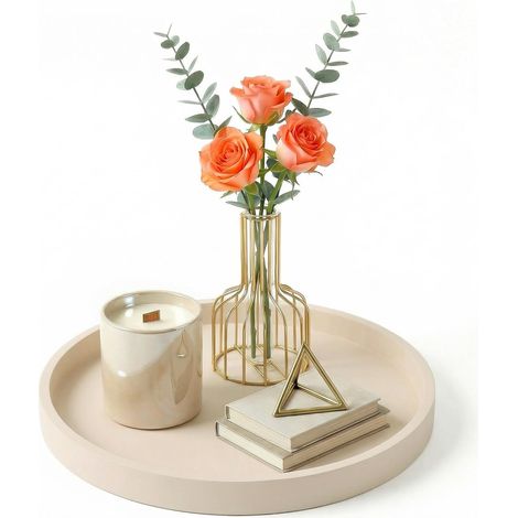 Plateaux décoratifs Plateau de comptoir 23 cm, Rond, en Silicone, décoratif, Plateau à cosmétiques, Rangement pour Bijoux(Beige) (1/5)