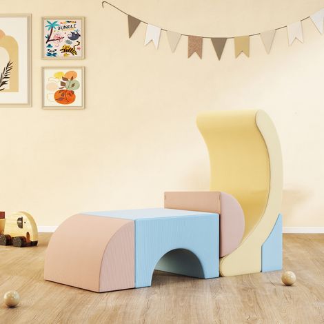 Set de 5 constructions douces pour enfants de 1,5 à 8 ans, en tissu effet velours et éponge, multicolore (1/5)