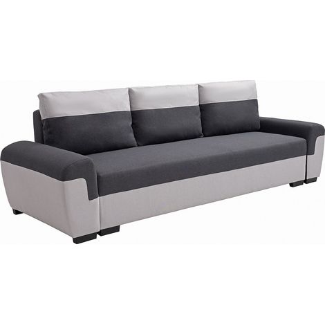 Divano letto 3 posti in Tessuto Antracite e Grigio  - GABY II