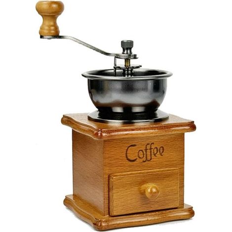 Moulin à Café Vintage Manuel en Bois, Moulin à Café à la Main, Réglage Grossier, Moulin à Café à la Main avec Compartiments en Céramique (1/3)