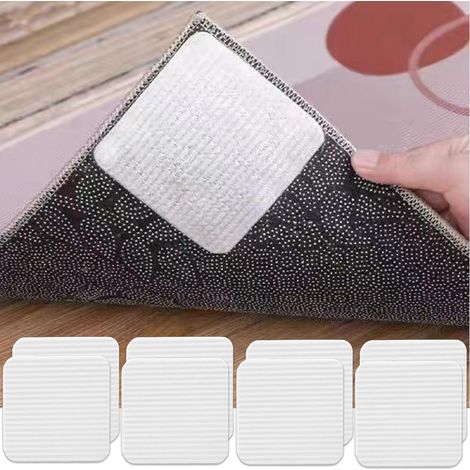8 pinces à tapis carrées 10 x 10 cm, réutilisables et lavables, pour sols stratifiés, marbre ou parquet
