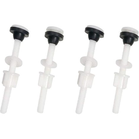 Boulons universels pour abattant de toilette : boulons en plastique avec rondelles de rechange, tête plate pour charnières d’abattant de toilette à fixation supérieure. (1/5)