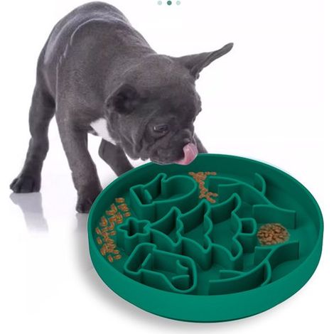 Silikon-Fressnapf mit Anti-Fress-Funktion – Verzögerte Fütterung – Fressmatte für Hunde – Grün