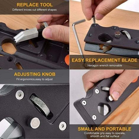 Raboteuse à Chanfrein Rabot d'angle de Menuiserie, rabot manuel pour le travail du bois, rabot à chanfreiner bois pour chanfreiner et couper le bois (planer7cutters) (1/5)
