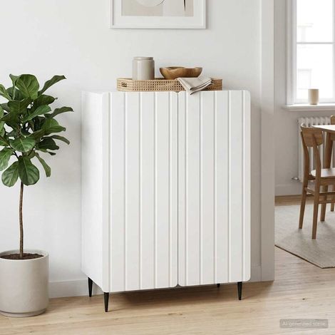 Buffet blanc avec 2 portes et 2 étagères en bois d’ingénierie 66 x 34,5 x 92 cm - PANGIVO (1/5)