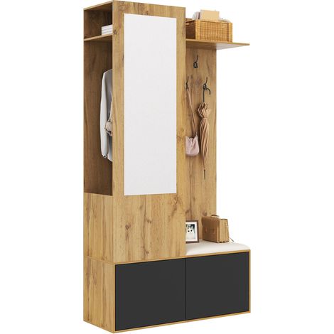 L'ensemble de rangement comprend 5 crochets pour vêtements, un miroir, un meuble à chaussures, une - qualité supérieure et confort optimal