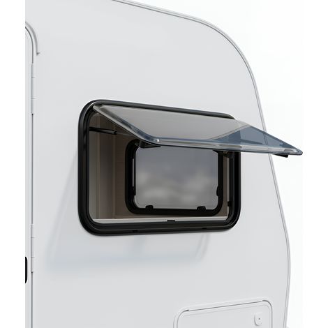 Fenêtre latérale de camping-car - 700 x 400 mm - 85 ° - Noir - Avec store intégré - Pour caravane, van