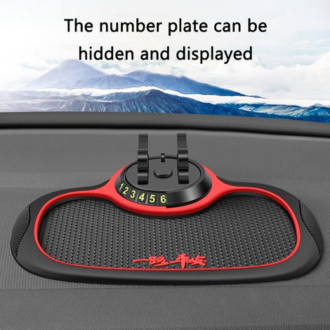 Support téléphone voiture antidérapant, support rotatif 360° pour tableau de bord, tapis caoutchouc anti-glisse pour smartphone, lunettes et clés (1/3)