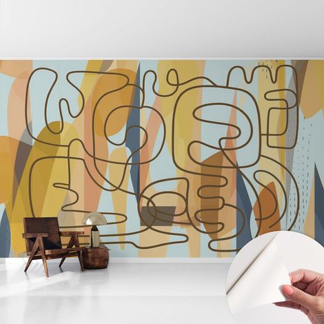 Selbstklebend Tapete modern Wohnzimmer - Wanddekoration - einfach anzubringen Abstrakte Formen 416x254 cm (1/5)