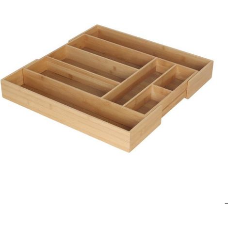 Organisateur De Couverts - Bambou Et Mdf - Réglable 33-49 5 Cm De Largeur - Pour Tiroir De Cuisine - 6 À 8 Compartiments - 1 Pièce (1/5)
