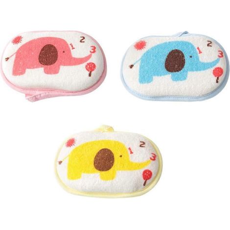 Lot de 3 éponges de bain pour enfants, motif éléphant mignon, douces et moelleuses. (1/5)