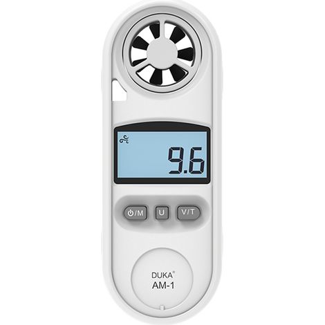 Digitales Anemometer, Windgeschwindigkeit und Temperatur (0,3–30 m/s, -10 bis 45 °C), hintergrundbeleuchtetes LCD-Display, Windchill-Anzeige, Einheitenauswahl
