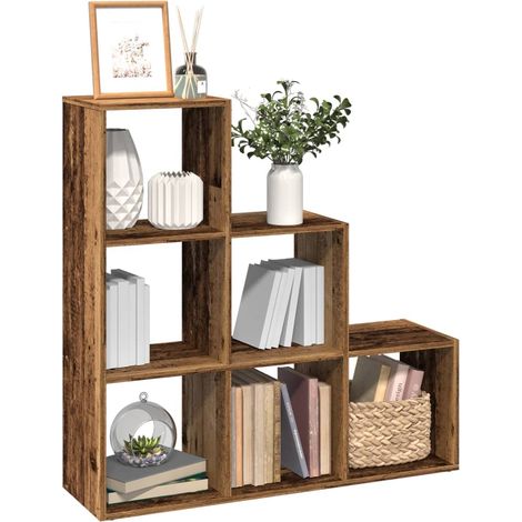 Room Divider Bookcase 3-Tier Old Wood 99x29x99 cm Engineered Wood vidaXL (1/5)