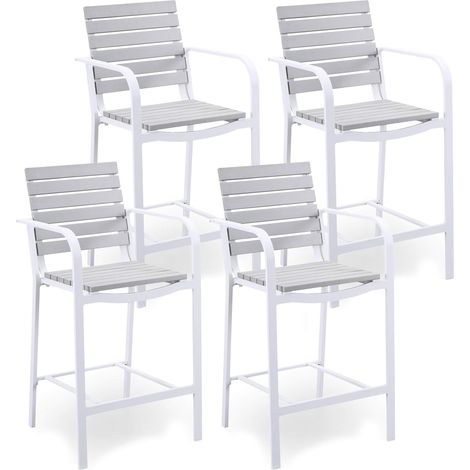 Set 4 Sgabelli da Bar 55,5x54,5x107 cm in Alluminio Kraus Modigliani Bianchi e Grigi (1/5)