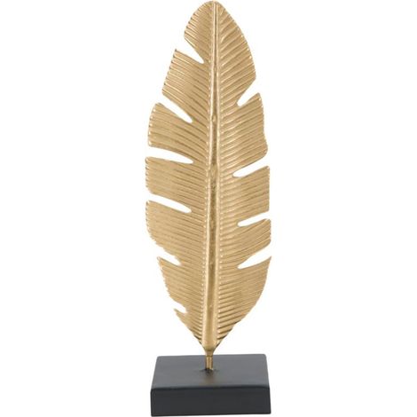 Scultura decorativa in metallo, 10x10x34 cm – Foglia C/porta Candela (1/5)