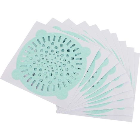10 pcs jetable egouttoir Filtre Film Protecteur, Douche Drain Couvercle Receveur de Cheveux pour Cuisine Salle de Bains Drain de Plancher, Auto-adhesif(Vert) (1/4)