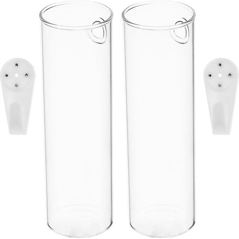 Lot de 2 Vases Muraux en Verre Transparent 47 X 15 CM Jardinières Murales pour Fleurs Pots Décoratifs Suspendus Contenants Pratiques pour Décoration Intérieure Chambre (1/5)