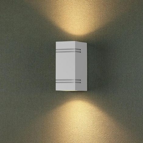 Applique Murale LED Blanche Carrée IP44 Double Faisceau GU10 - S
