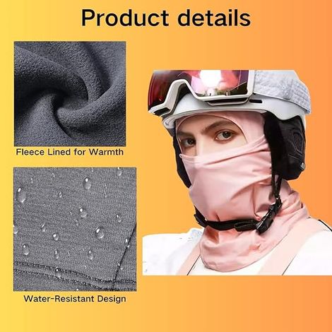 Passamontagna unisex antivento e termico, adatto per ciclismo, motociclismo e sci, unisex, rosa (1/3)