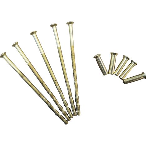 Vis relieuse M4 recoupable 60-90mm – Douille M4x22 en laiton poli – Lot de 5 – Pour fixation dans bois dur et teck – Cadap