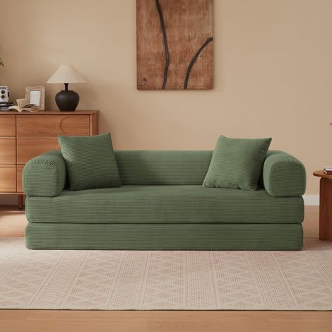 Neche Canapé Compressé Sans Structure,Canapé-Lit Pliable,Canapé au Sol Style Tatami,Canapé Convertible pour Appartement,195x89x59cm,Vert (1/5)