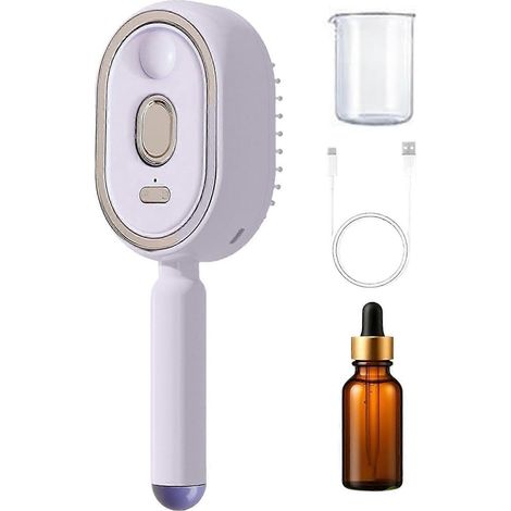 Brosse vapeur peigne démêlant rechargeable, huile antistatique, doseur inclus. Lisseur cheveux bouclés/épais/raides/ondulés femmes/filles bleu (1/5)