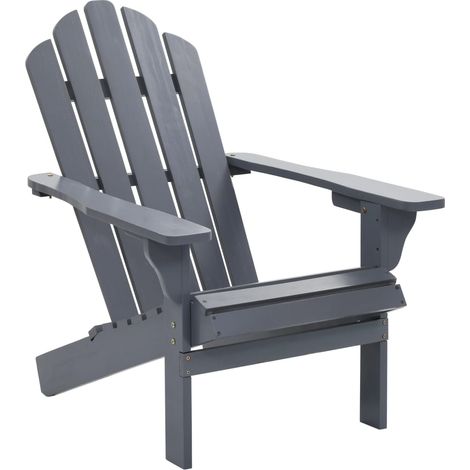 Fauteuil de jardin en bois massif DROKA-Gris foncé (1/5)
