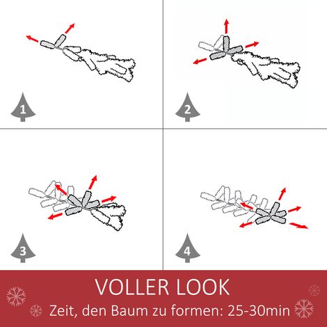 Sapin de Noël artificiel 180 cm, pin synthétique avec 724 branches, support métallique pour intérieur (1/4)