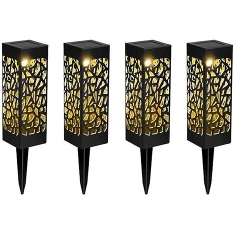 Lampe solaire de jardin   Lot de 4 lampes LED chaudes et imperméables à l'eau