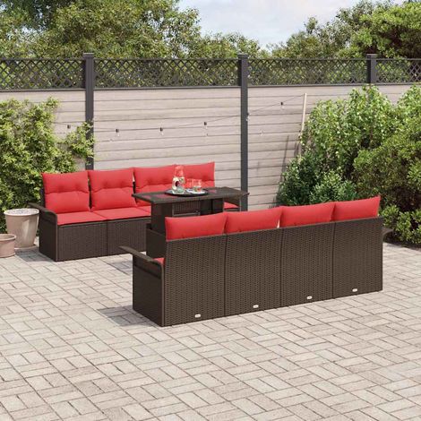 Set Divano da Giardino 9 pcs Marrone Rattan in Polipropilene vidaXL (1/5)