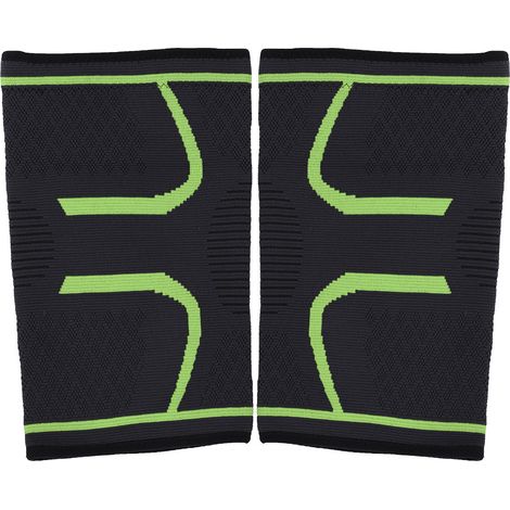 Kniebandage für Fitness, Laufen, Radfahren, Sport, Fitnessstudio, elastisch, hellgrün, XL