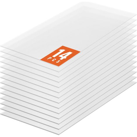 VEVOR Pannelli per Serre in Policarbonato per Tetti 14 Pezzi, 1210 x 605 x 4 mm, Coperture in Plastica Ondulata Impermeabile e Protetta dai Raggi UV, Lastre Trasparenti per Coperture Urti per Serre (1/5)