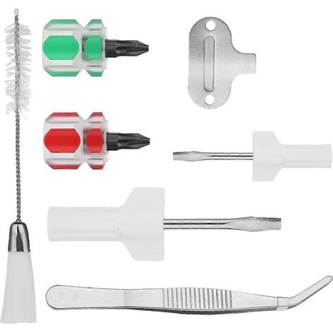 Kit de nettoyage pour machine à coudre en 7 pièces, comprenant une pince à épiler et une brosse double anti-peluches (voir photo). (1/5)