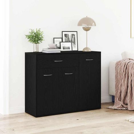 Sideboard Black Oak 88x30x70 cm Engineered Wood vidaXL (1/5)