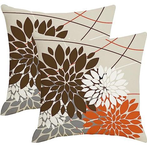Housse De Coussin - 45 x 45 cm - Lin - Design Ethnique Bohème - Pour Canapé, Fauteuil, Extérieur - Lot De 2 (1/5)