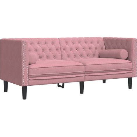 vidaXL Divano Chesterfield con Rinforzi 2 Posti Rosa in Velluto