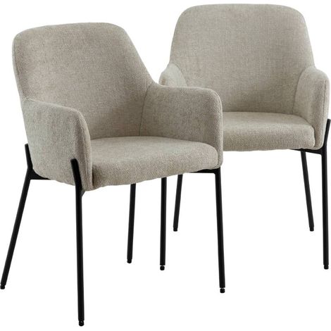 Fauteuil en tissu écru Kanoa (lot de 2) (1/5)