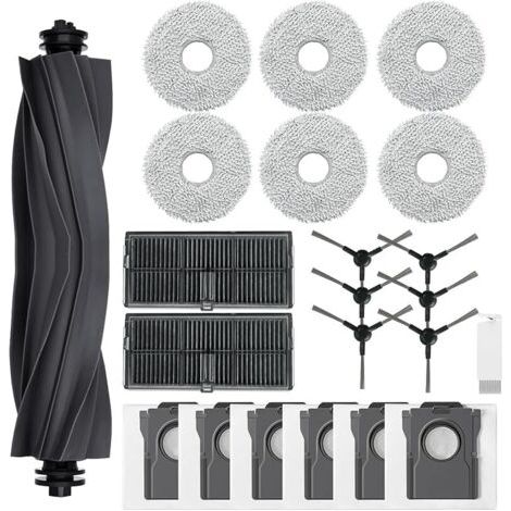 FENOPLASTICAFOREHILL22 Pcs Accessoires pour Dreame L10s Ultra Gen 2/L10s Pro Ultra Heat/X30 Ultra/Mova E30 Ultra avec 1 Brosse Principale 6 Sac Aspirateur 6 Tampons Vadrouille 6 Brosses Latrales 2 HEP (1/5)