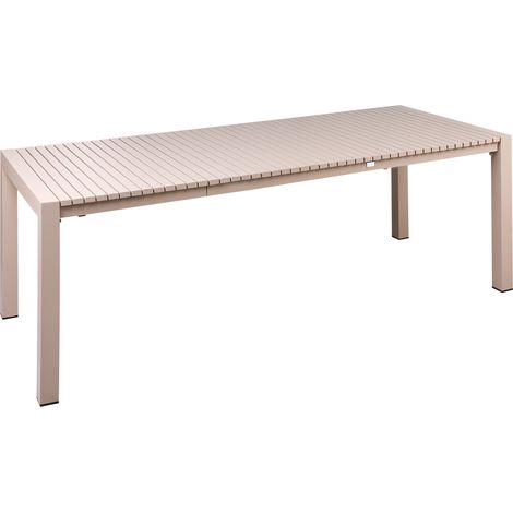 Mesa de jardín extensible 160/220 x 90 cm acabado de aluminio con recubrimiento en polvo exterior moderno beige arena Ardesio