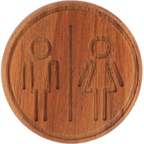 Targa per porta in acacia con modello maschile e femminile inciso su adesivo - acacia - Tendance