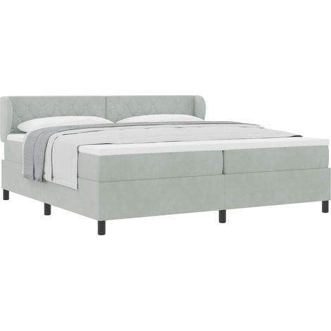 Maison Exclusive - Letto a molle con materasso Grigio chiaro 200 x 200 cm Velluto (1/5)