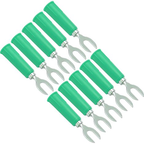Packung mit 10 Y-förmigen Bananensteckern, 6 mm, U-förmig, hochdruckbeständig, für elektronische und industrielle Geräte (J.20019, grün). (1/5)