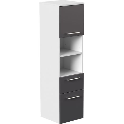 Hochschrank SANTINI 135cm weiss matt mit Fronten in anthrazit